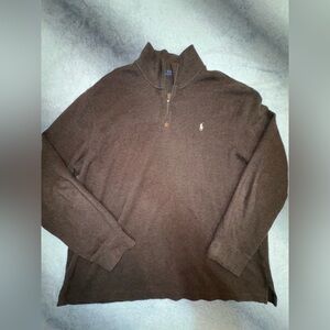 Men’s Polo Ralph Lauren Brown 1/4 Zip‎ Classic Preppy Pullover Sweater XXL 2XL